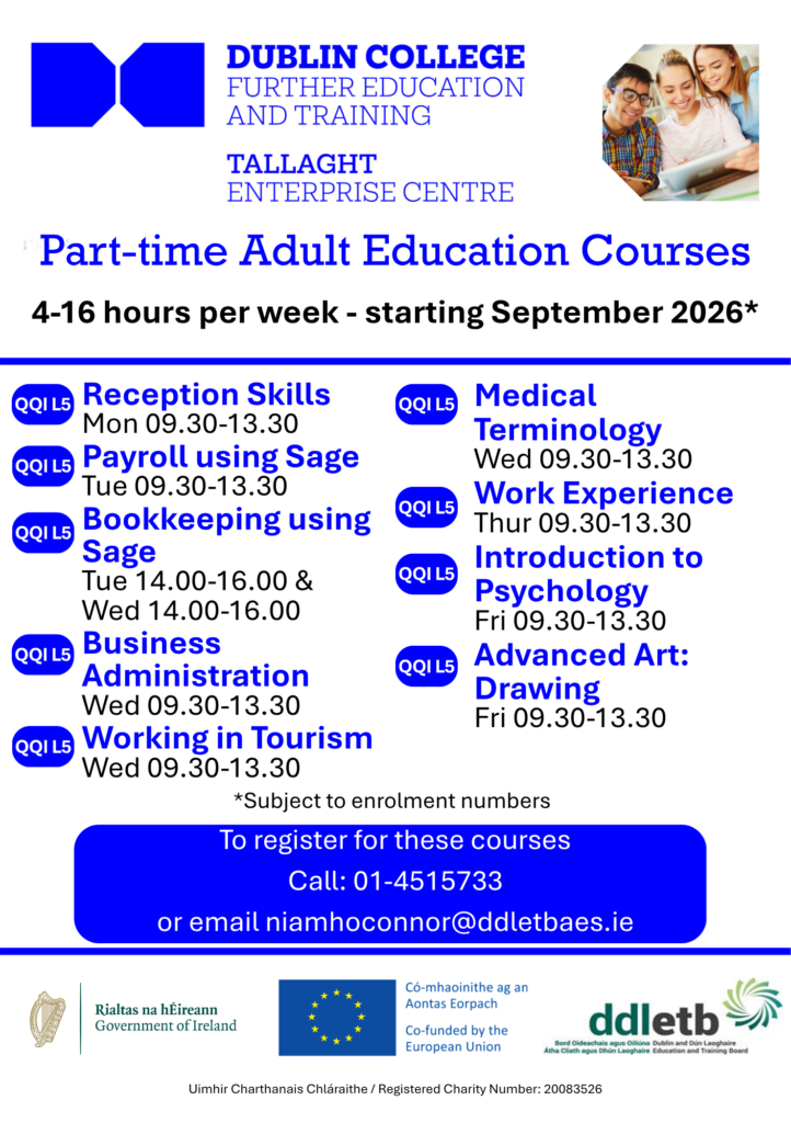 BTEI level 5 courses in Tallaght Adult Education Centre